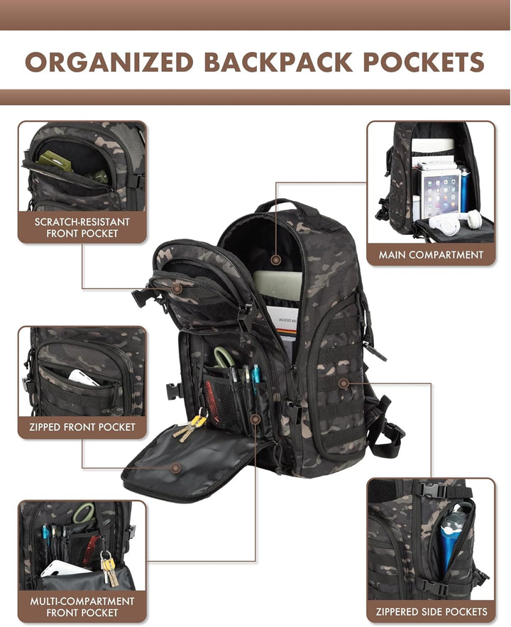 35L Outdoor Tactical Backpack with Molle System and Laptop Storage | Bowlift