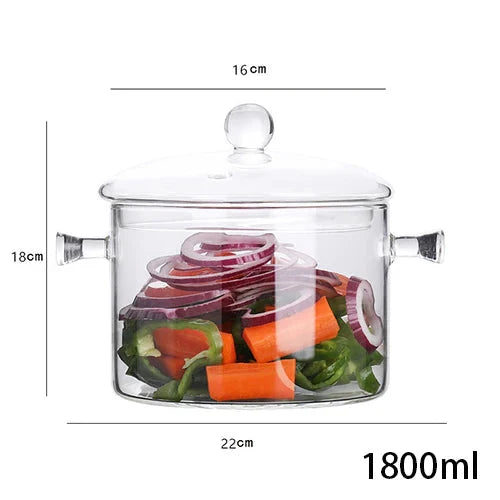 Transparent Glass Soup Pot Household Kitchen Cooking Saucepan Cookware | Bowlift