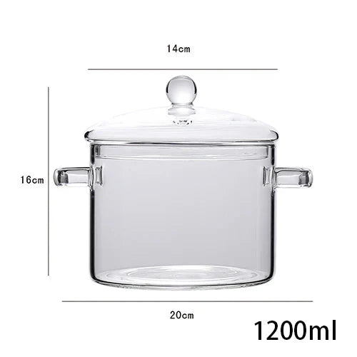Transparent Glass Soup Pot Household Kitchen Cooking Saucepan Cookware | Bowlift