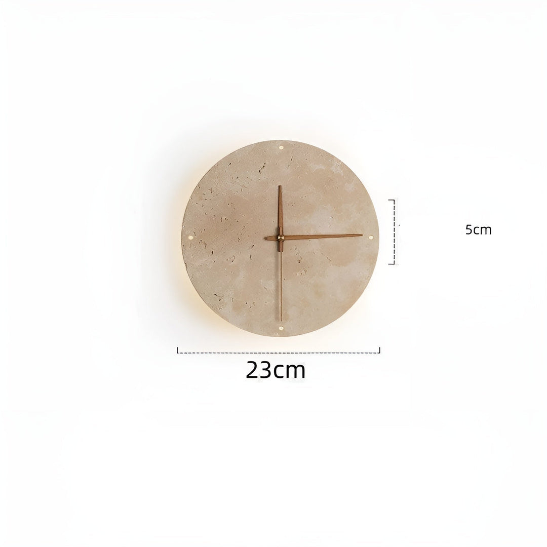 Travertine Wall Clock with LED Light – Minimalistic & Decorative | High-Quality Natural Stone Clock | Bowlift