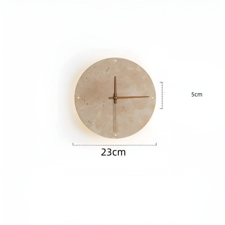 Travertine Wall Clock with LED Light – Minimalistic & Decorative | High-Quality Natural Stone Clock | Bowlift