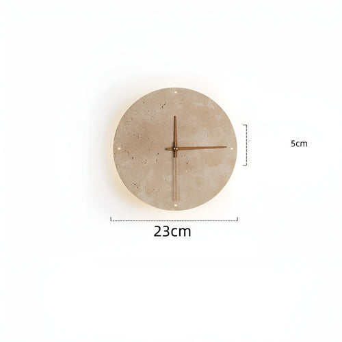 Travertine Wall Clock with LED Light – Minimalistic & Decorative | High-Quality Natural Stone Clock | Bowlift