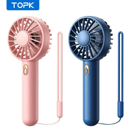 1800mAh Rechargeable Mini Portable Fan - USB Personal Handheld Electric Fan with 3 Speeds for Room, Camping, and Indoor Use | Bowlift