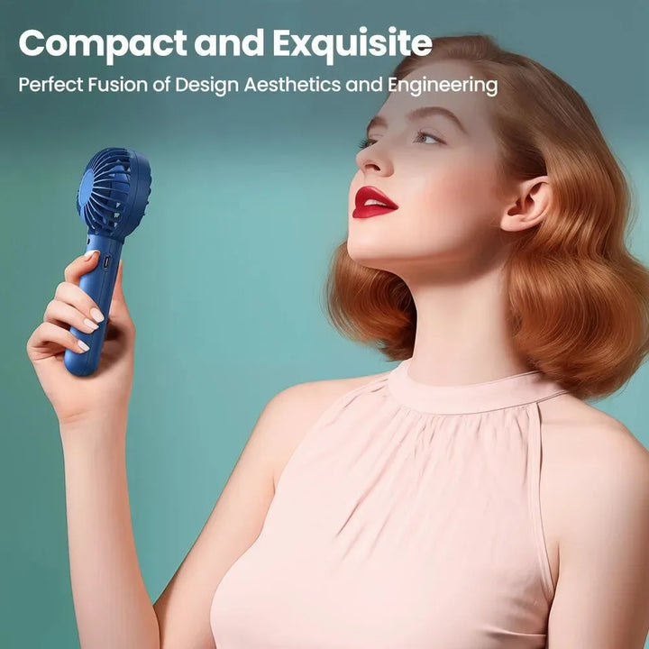 1800mAh Rechargeable Mini Portable Fan - USB Personal Handheld Electric Fan with 3 Speeds for Room, Camping, and Indoor Use | Bowlift