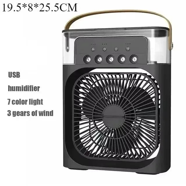 3-in-1 Portable Air Cooler with LED Lights – USB-Powered Desktop Fan, Humidifier & Night Light | Bowlift