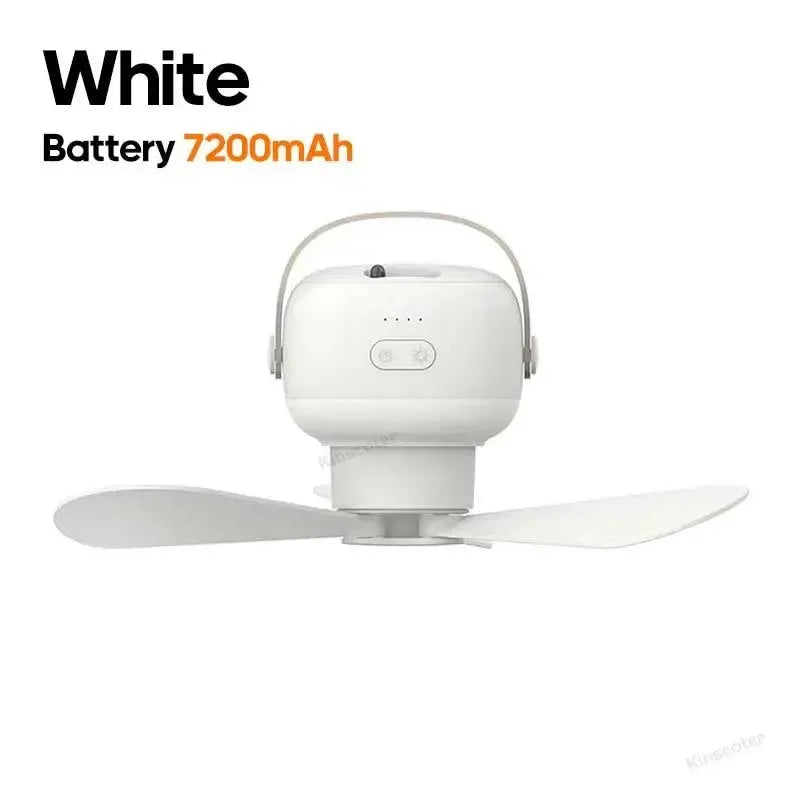 7200mAh Outdoor Camping Fan – Cordless Ceiling Fan with LED Light & Remote Control | Bowlift
