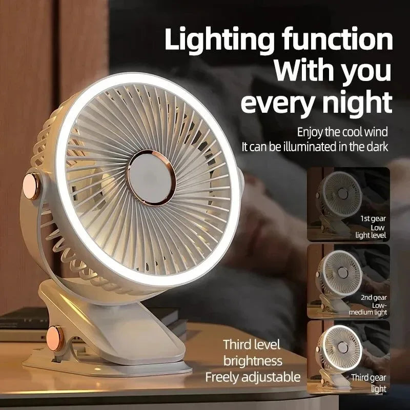8000mAh Clip-on Fan 3 Speed Quiet Rechargeable Desktop Portable Air Circulator Wireless Fan | Bowlift