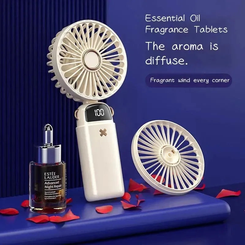Aromatherapy Handheld Mini Fan – Foldable, Portable & USB Rechargeable | Bowlift