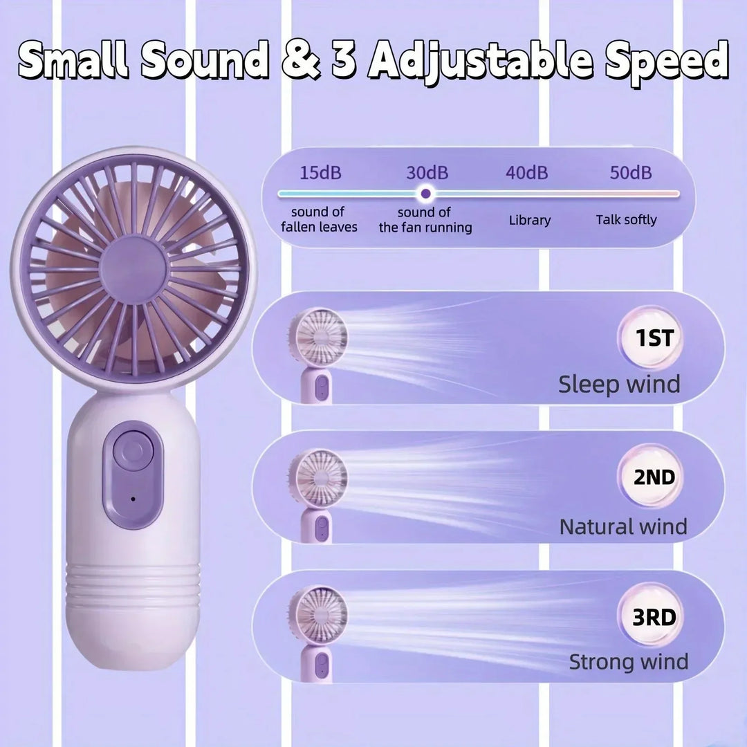 Mini Portable USB Fan – 3-Speed Handheld Cooling for Office, Travel & Camping | Bowlift