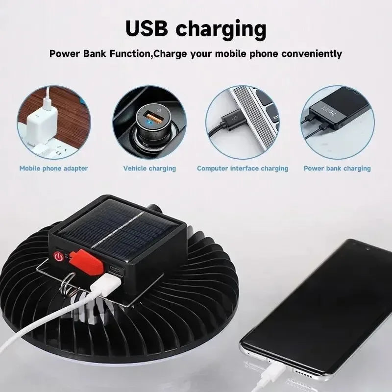 Multifunctional Camping Tool - TYPE-C/Solar Powered Charging LED Camping Light Fan | Bowlift
