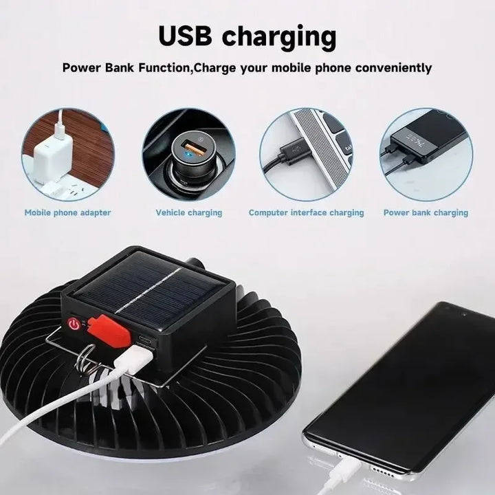 Multifunctional Camping Tool - TYPE-C/Solar Powered Charging LED Camping Light Fan | Bowlift