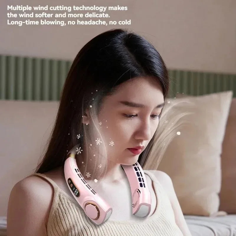 Portable Bladeless Halterneck Fan – USB Rechargeable, Silent, Hands-Free Cooling | Bowlift