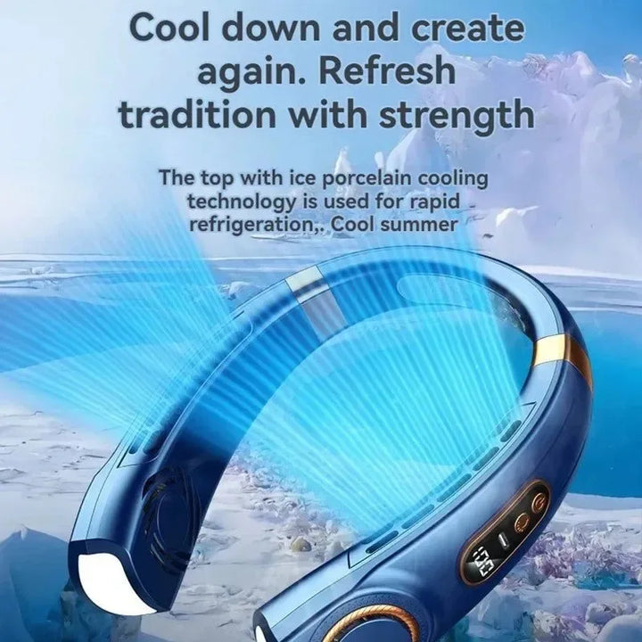 Portable Bladeless Halterneck Fan – USB Rechargeable, Silent, Hands-Free Cooling | Bowlift