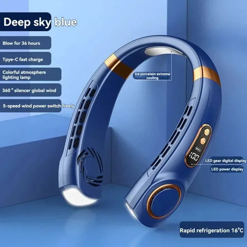 Portable Bladeless Halterneck Fan – USB Rechargeable, Silent, Hands-Free Cooling | Bowlift