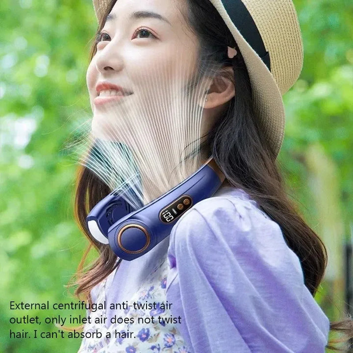 Portable Bladeless Halterneck Fan – USB Rechargeable, Silent, Hands-Free Cooling | Bowlift