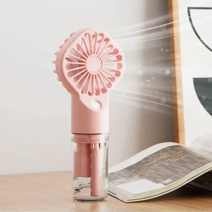 Portable Rechargeable Handheld Misting Fan - Battery Operated USB Mini Air Conditioner for Travel and Outdoor Use | Bowlift