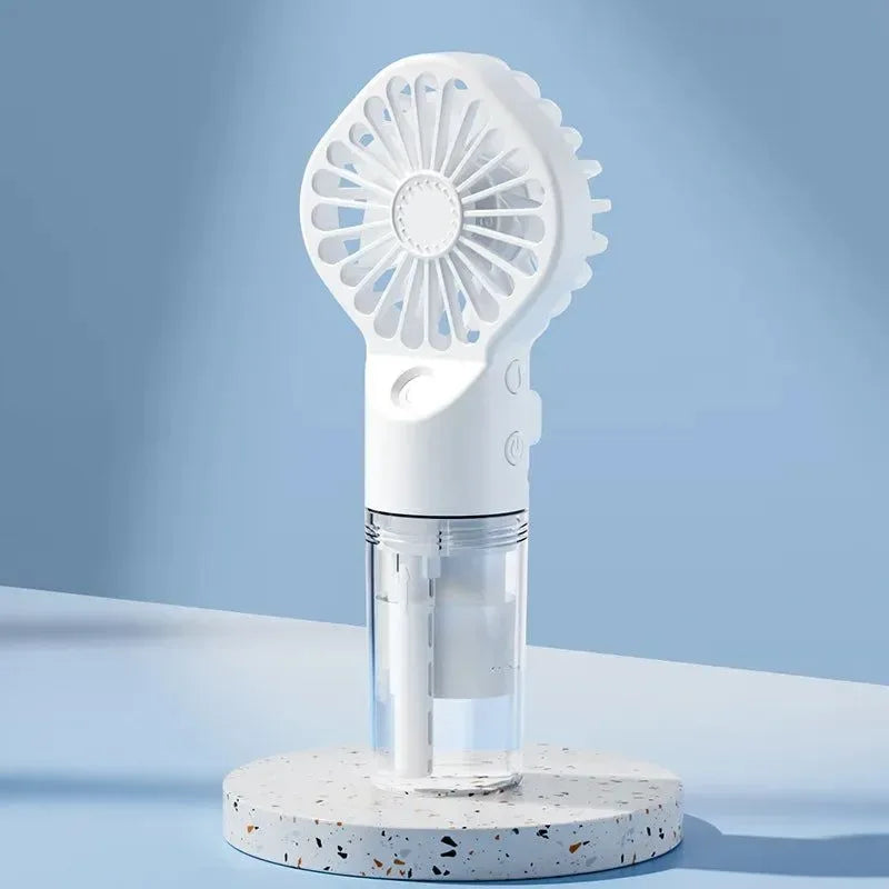 Portable Rechargeable Handheld Misting Fan - Battery Operated USB Mini Air Conditioner for Travel and Outdoor Use | Bowlift
