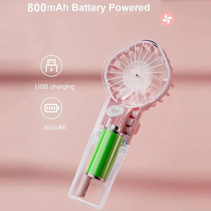 Portable Rechargeable Handheld Misting Fan - Battery Operated USB Mini Air Conditioner for Travel and Outdoor Use | Bowlift