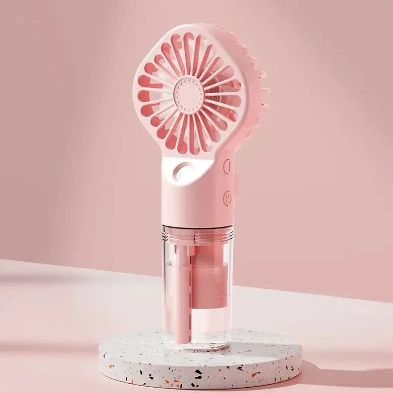 Portable Rechargeable Handheld Misting Fan - Battery Operated USB Mini Air Conditioner for Travel and Outdoor Use | Bowlift
