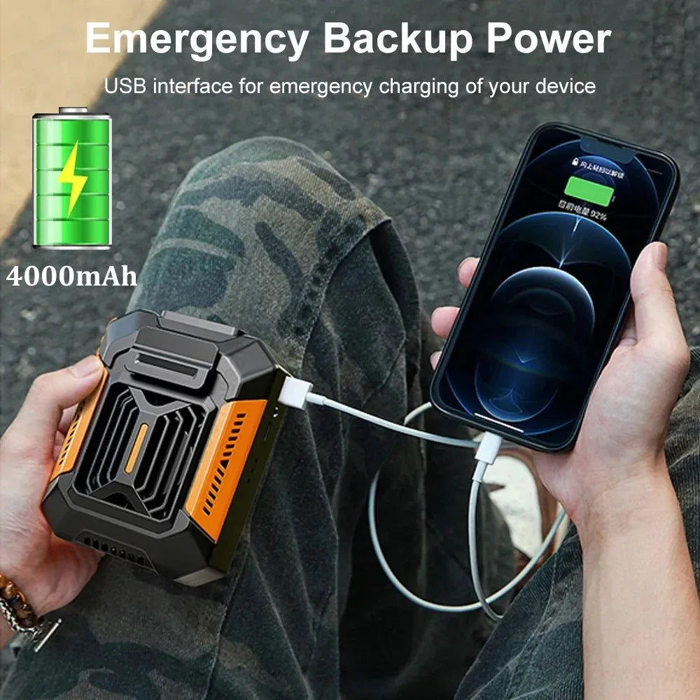 Portable Waist Clip Fan | USB Rechargeable Hanging Fan for Outdoor, Camping, Running, Sports | Bowlift
