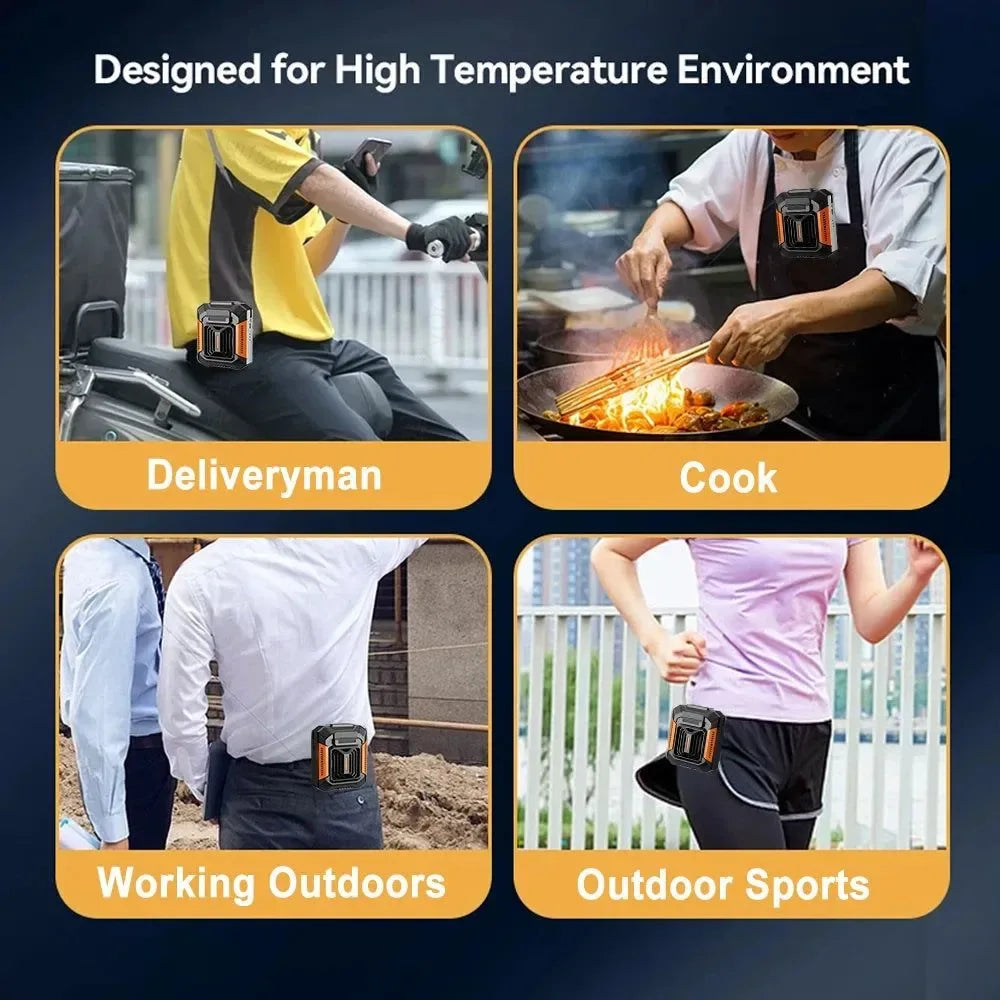 Portable Waist Clip Fan | USB Rechargeable Hanging Fan for Outdoor, Camping, Running, Sports | Bowlift