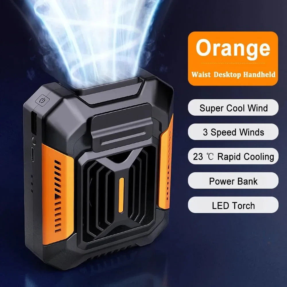Portable Waist Clip Fan | USB Rechargeable Hanging Fan for Outdoor, Camping, Running, Sports | Bowlift