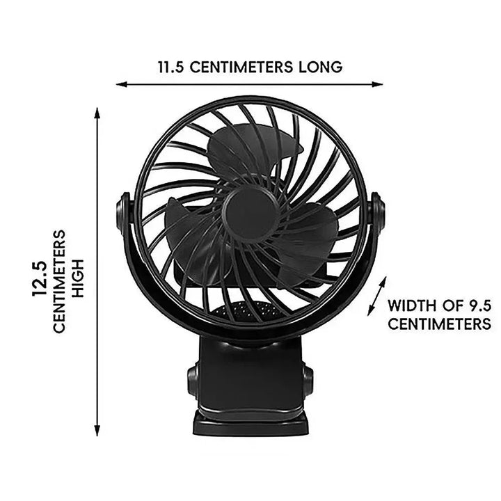 Rechargeable 720° Rotating Clip Fan with Nightlight – Portable & Versatile Cooling Solution | Bowlift