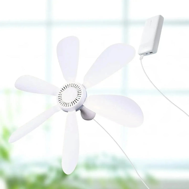 USB-Powered 6-Blade Ceiling Fan with Remote – Silent Hanging Fan for Camping & Bedrooms | Bowlift