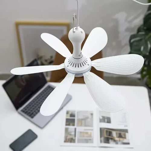 USB-Powered 6-Blade Ceiling Fan with Remote – Silent Hanging Fan for Camping & Bedrooms | Bowlift