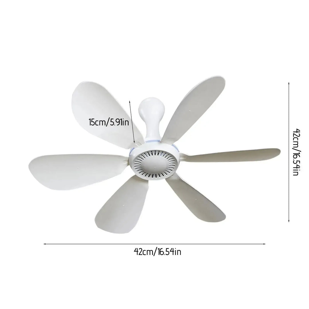 USB-Powered 6-Blade Ceiling Fan with Remote – Silent Hanging Fan for Camping & Bedrooms | Bowlift