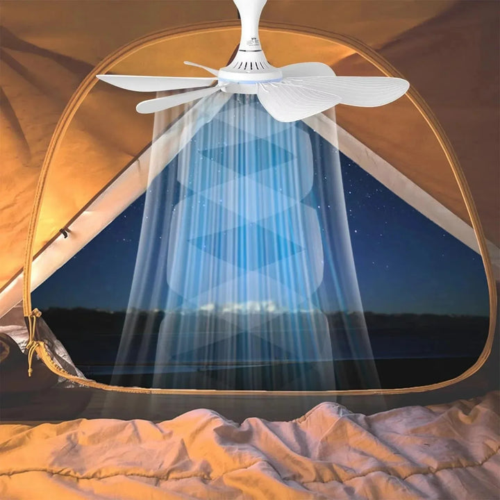 USB-Powered 6-Blade Ceiling Fan with Remote – Silent Hanging Fan for Camping & Bedrooms | Bowlift