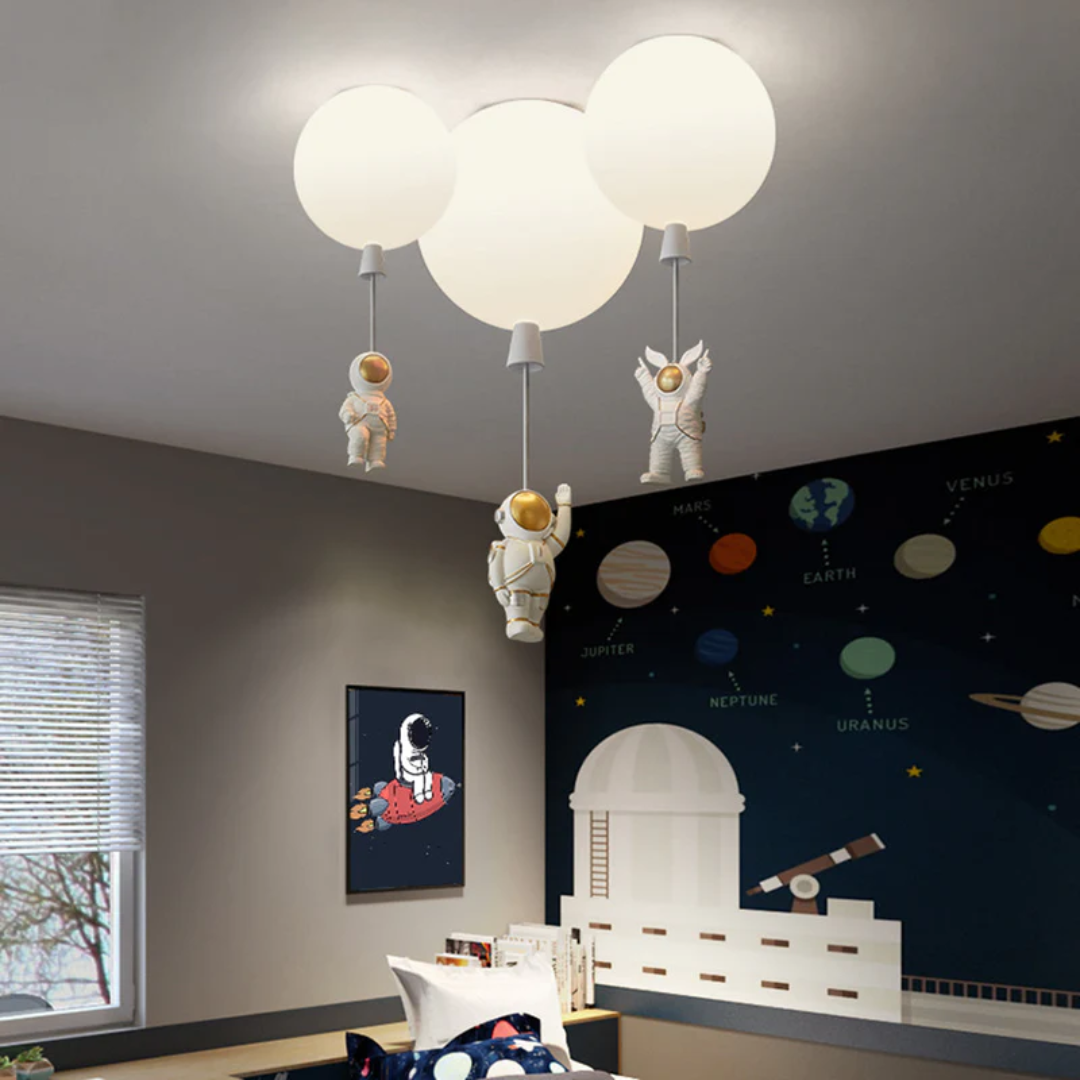 BowLift | Trendy Moon/Astronaut Children's Room LED Ceiling Light - CosmoGlow