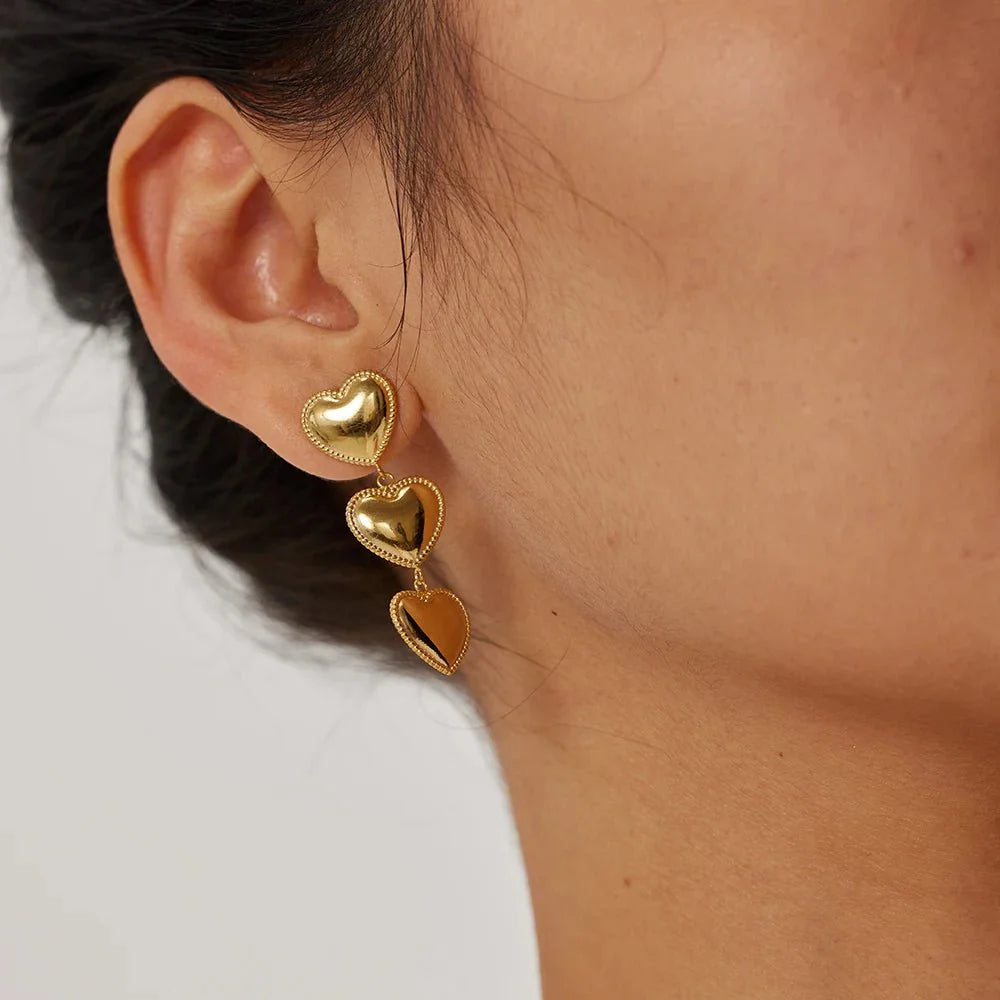 BowLift | Triple Hearts Drop Earrings