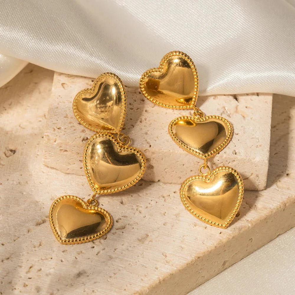 BowLift | Triple Hearts Drop Earrings