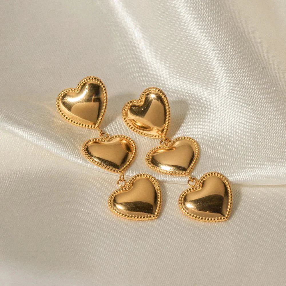 BowLift | Triple Hearts Drop Earrings