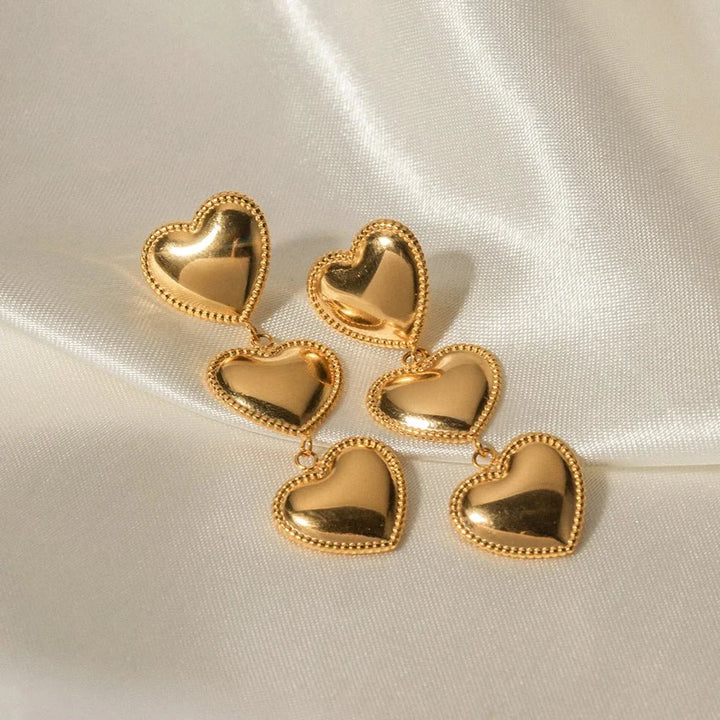 BowLift | Triple Hearts Drop Earrings