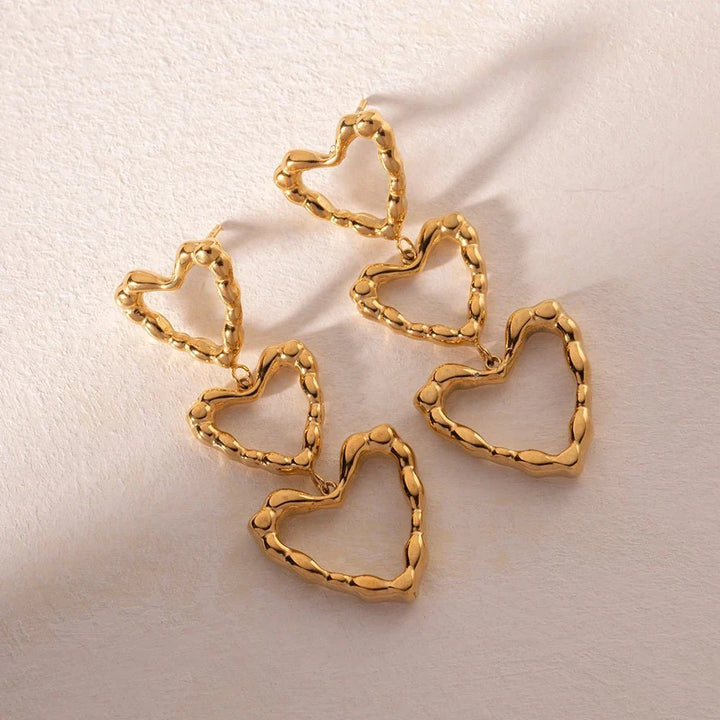 BowLift | Triple Outlined Hearts Drop Earrings