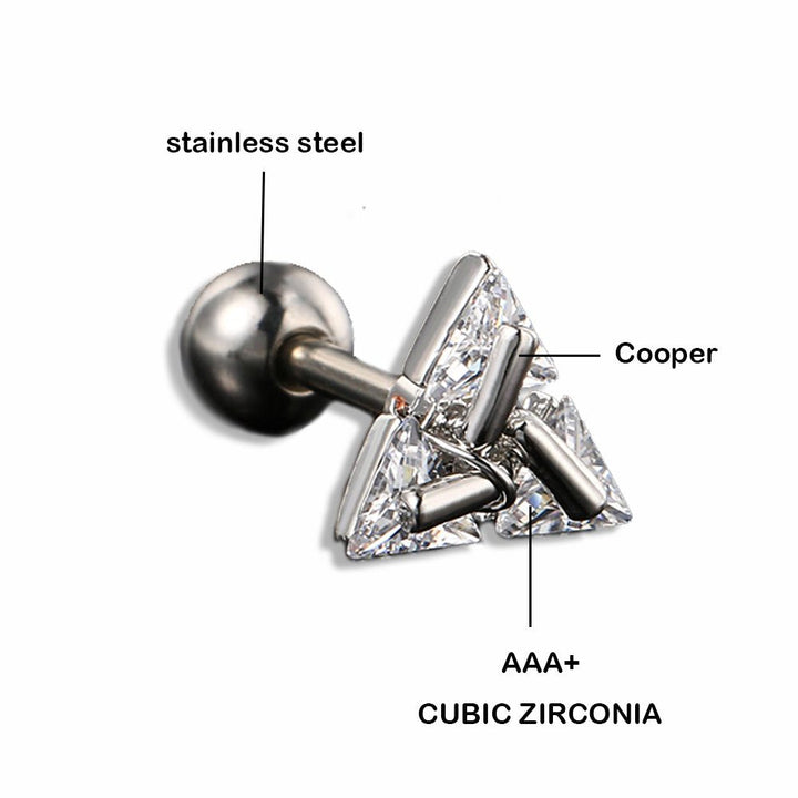 BowLift | TRISILVER – Triangle Earrings with Push-Back Closure, Lightweight and Modern Design