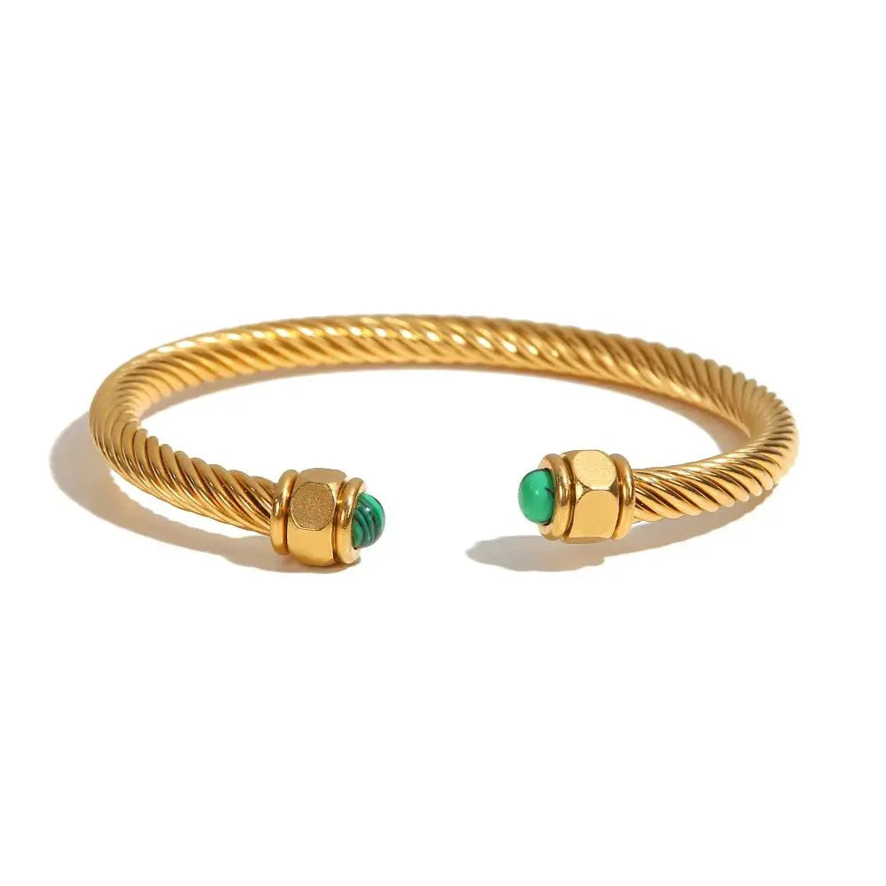 BowLift | Twisted Gem Stone Ends Bangle Bracelet