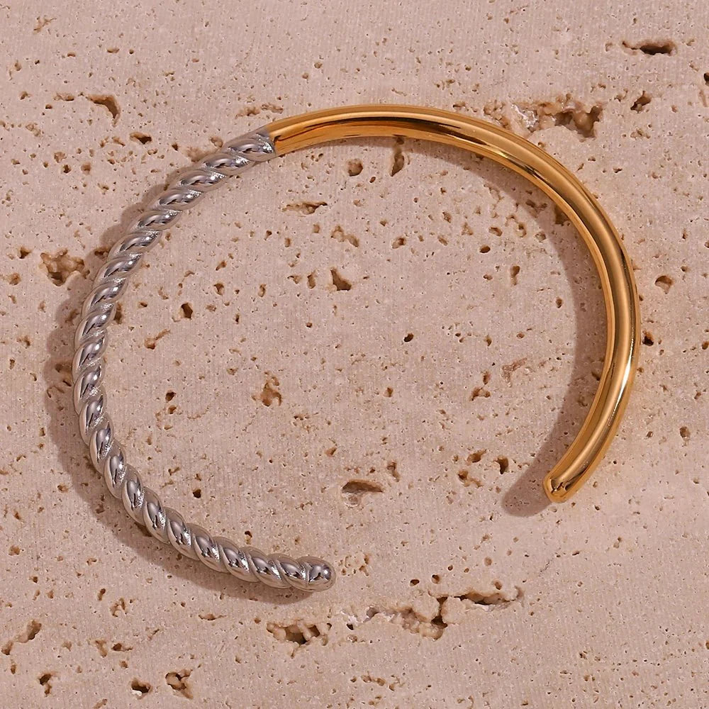 BowLift | Twisted Half Two Tone Cuff Bracelet