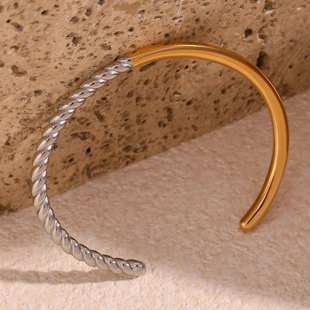 BowLift | Twisted Half Two Tone Cuff Bracelet