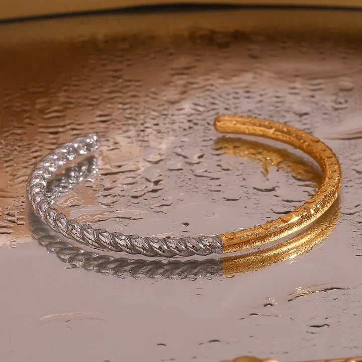 BowLift | Twisted Half Two Tone Cuff Bracelet