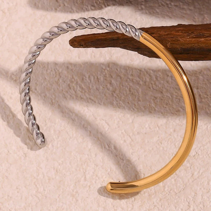 BowLift | Twisted Half Two Tone Cuff Bracelet
