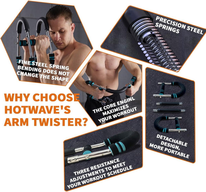 BowLift | TwisterFlex Adjustable Power Twister – Strengthen Forearms, Triceps & Chest – Durable, Portable Strength Training Bar – Adjustable Resistance