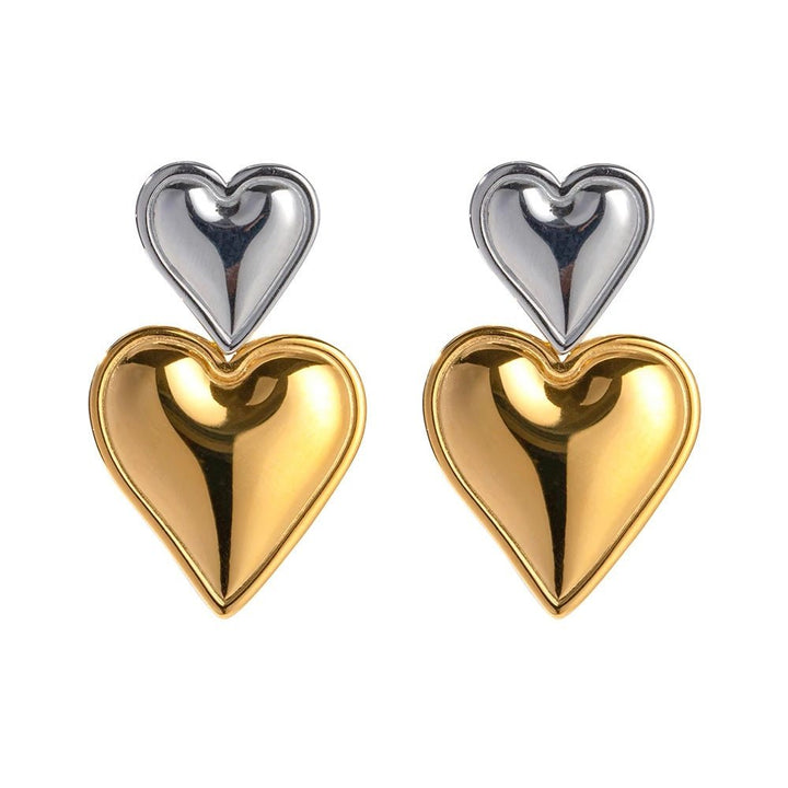 BowLift | Two Tone Accented Heart Earrings