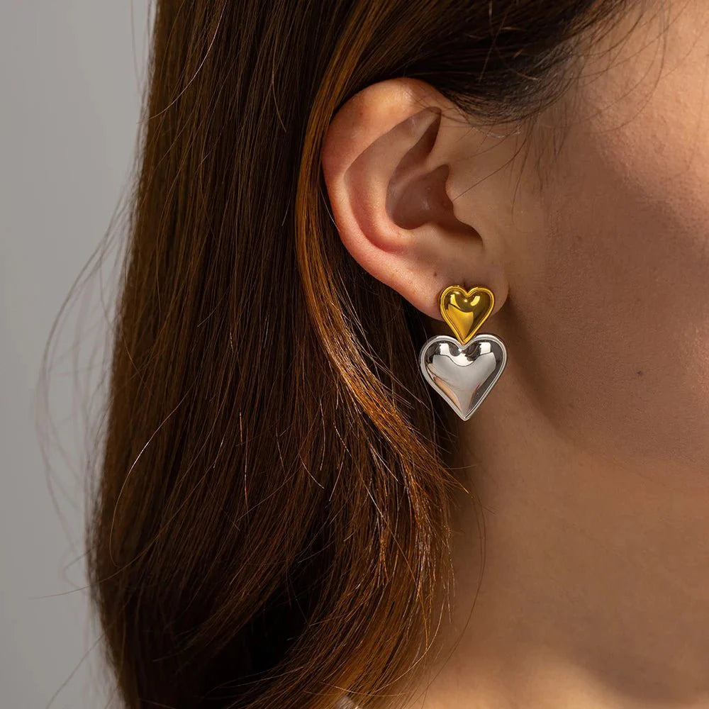 BowLift | Two Tone Accented Heart Earrings