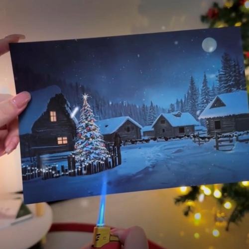 BowLift | Happy Christmas Village  Light-Up Led Postcard