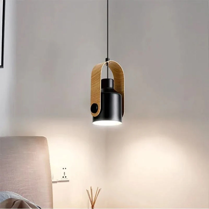 BowLift | Nordic Wood & Metal Pendant Spotlight – Minimalist Hanging Light