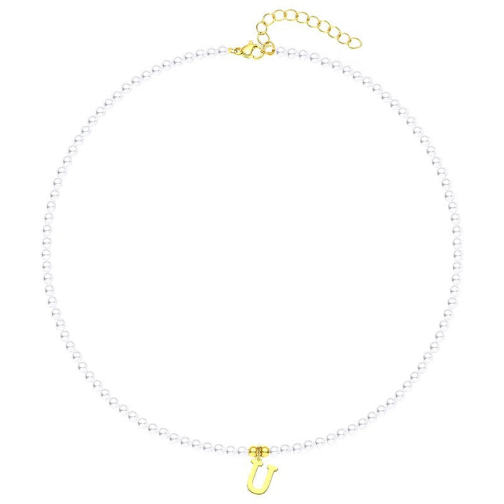 BowLift | Elegant Gold Accented Pearl Letter Initial Necklace