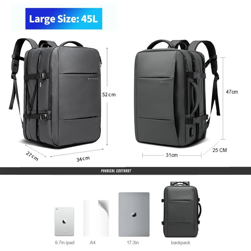 BowLift | URBANFORM Business Backpack – Expandable, Waterproof, USB Charging Port & 17.3" Laptop Compartment